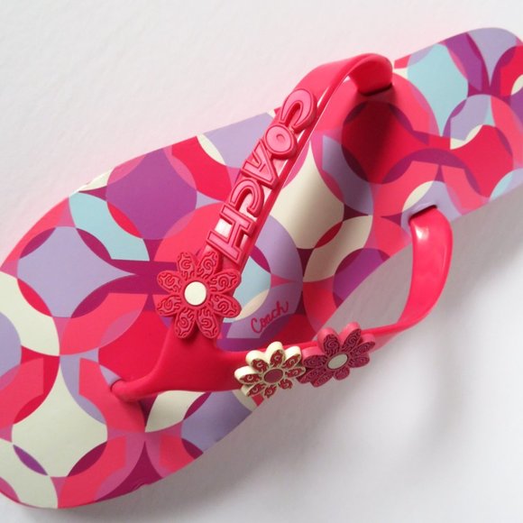 NWOT COACH KERRIE PINK FLORAL FLIP FLOP SANDALS 8 - Picture 5 of 8